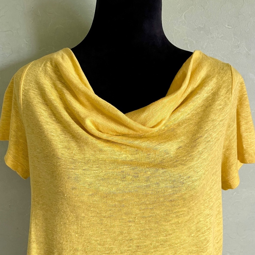 Maeve by Anthropologie Woven Linen Top; Yellow, Size Small